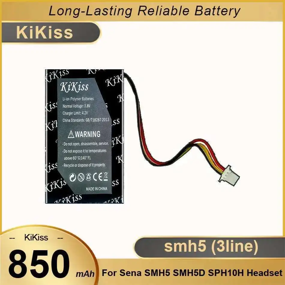 

Экологически чистая батарея для наушников для Sena SMH5 SMH5D SPH10H Bluetooth-гарнитура 3 линии 850 мАч