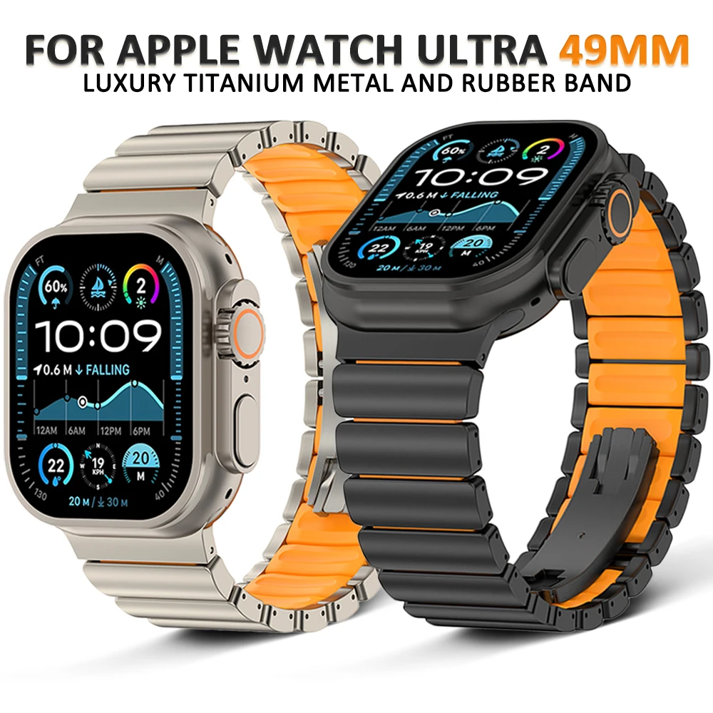 

Luxury Titanium Bracelet for Apple Watch Ultra 3 2 1 49mm Series 11 10 46mm 9 8 7 45mm Metal Men Watch Band for Iwatch 6 SE 44mm