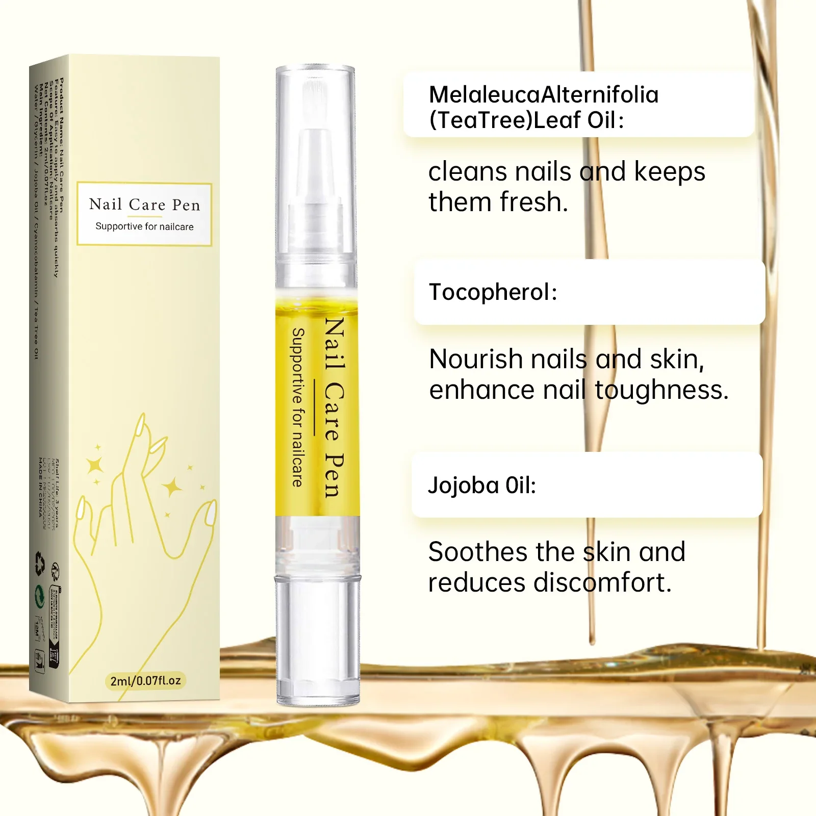 قلم زيت تغذية الأظافر والزوائد اللحمية للعناية بالأظافر معالجة تنشيط البشرة يمتص العناية بالأظافر وتنعيم حماية البشرة الطبيعية