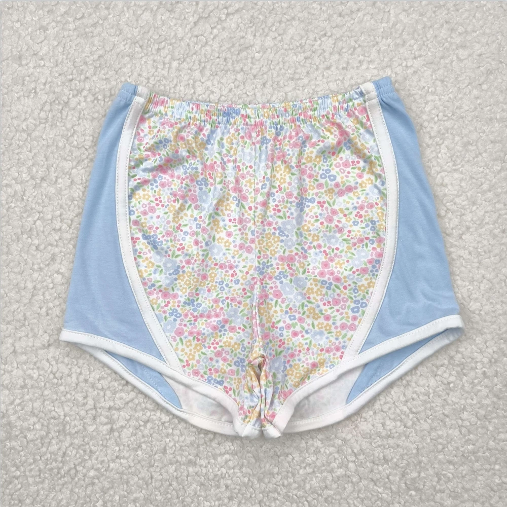 

RTS wholesale Toddler baby girls shorts clothes Baby Girls Blue Floral Sport Shorts Bottoms Baby Boys Girls Shorts