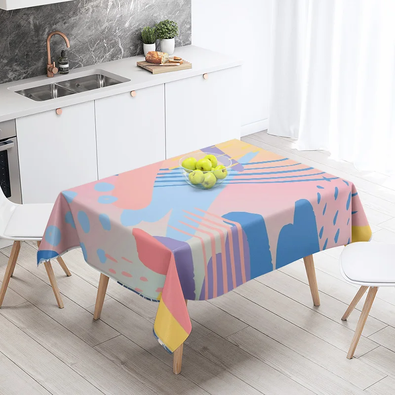 Nordic Minimalist Geometric Tablecloth 140X200cm Machine Washable Ins Style Dining Tablecloth Household Living Room Decorative