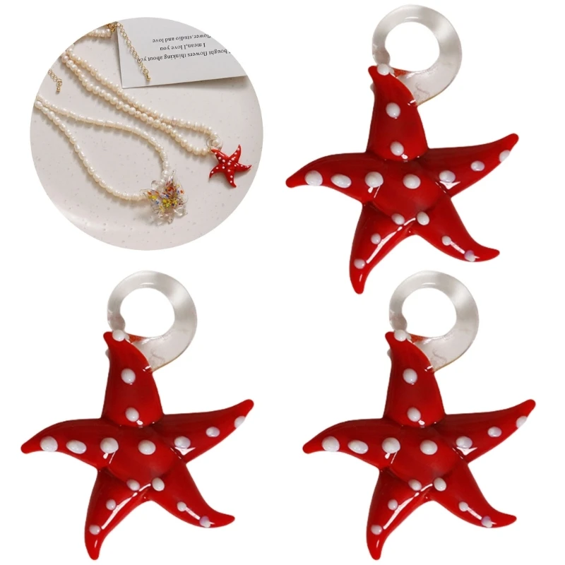 

Set of 3 Dotted Sea Star Charm Necklace Bracelet Accessories Comfortable Resin Shaped Pendant for Party Wear