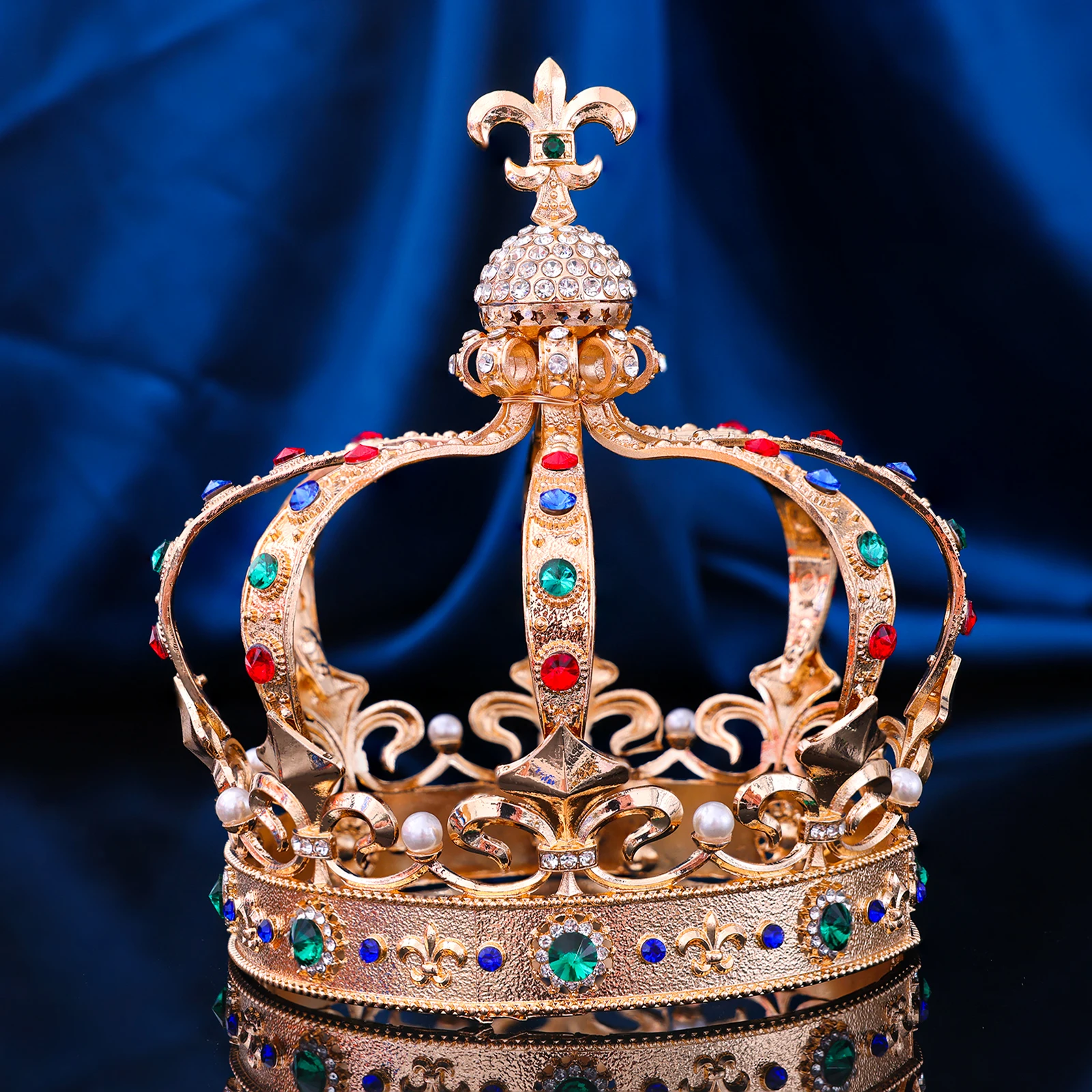 Gorgeous Vintage Royal Crystal Tiaras and Crowns King Queen Headpiece Diadem Hair Ornaments Pageant Pom Hair Jewelry Accessories