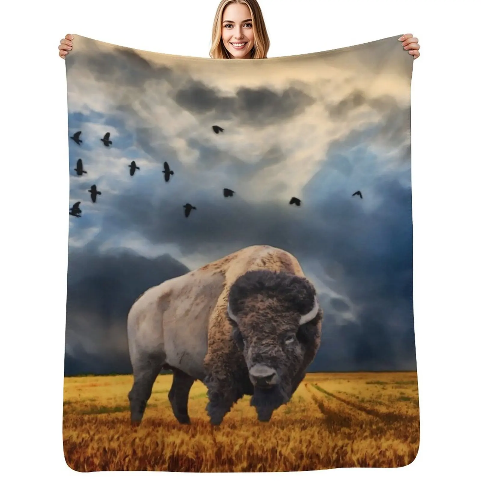 

Buffalo On The Plains Throw Blanket Plaid on the sofa Extra Large Throw Blankets