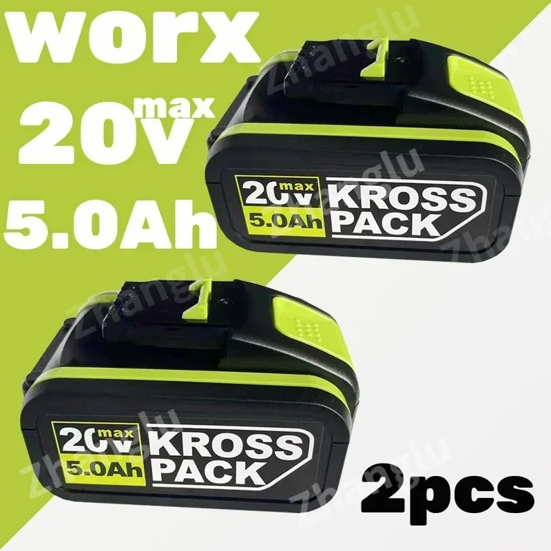 Used for Worx 20V 5.0Ah Battery Replacement Lithium-ion Wireless Power Tool WA3551 WA3572 WA3553 WX390 WX176 WX178 WU26