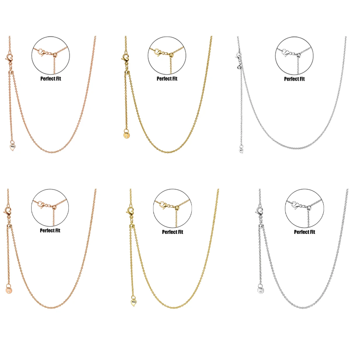 

New 925 Sterling Silver Simple Necklace Gold Silver Rose Gold Premium Bare Chain For Women Valentine's Birthday Gift DIY Jewelry