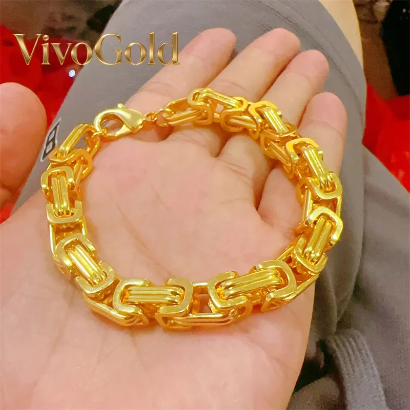 

VivoGoldBracelet 9999 24K Real Gold Rich Men Chain Gold Chain Buckle Bracelet Luxury Gift for Men Father Boy