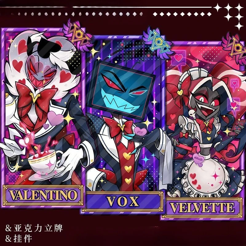 Llavero The Inn of Hell para mujer, llavero 3 Vees para hombre, llavero de terciopelo, llavero de acrílico Vox, colgante Valentino, regalo para chicas