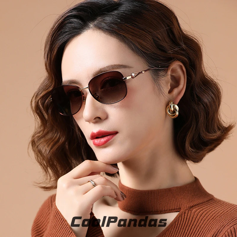 Óculos de sol feminino com lente polarizada gradiente CoolPandas, design luxuoso feminino, elegante, UV400, novo estilo, 2022