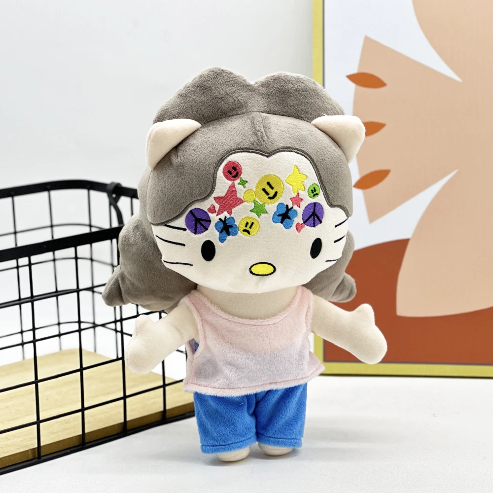 Hello Kitty Olivia Rodrigo Doll Grey Hair with Pink Vest Clothes Plushies Figure Stuffed Toys Cute Kids Boys Girls Christmas Gif