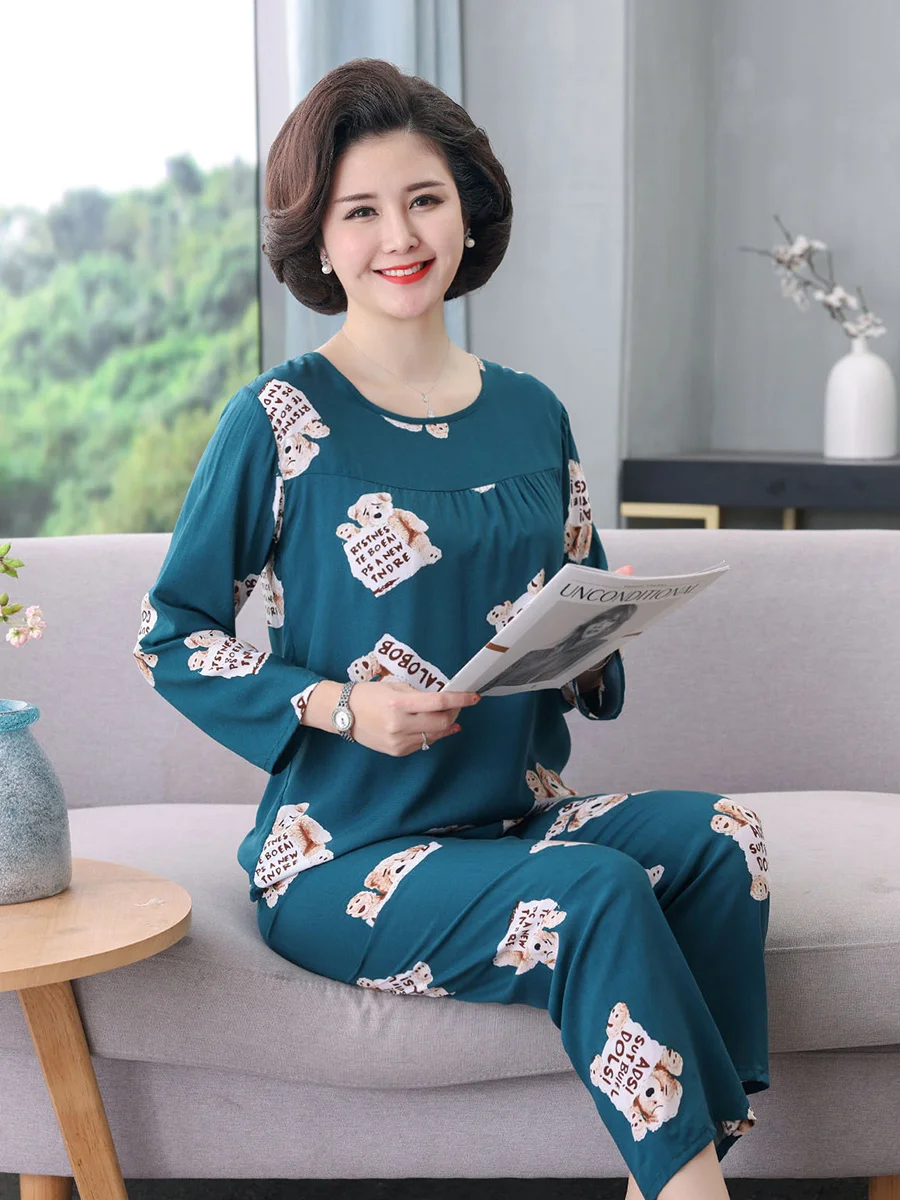 elderly-women's-sleepwear-long-sleeve-silk-cotton-two-piece-set-thin-summer-home-clothes-comfortable-breathable-round-neck