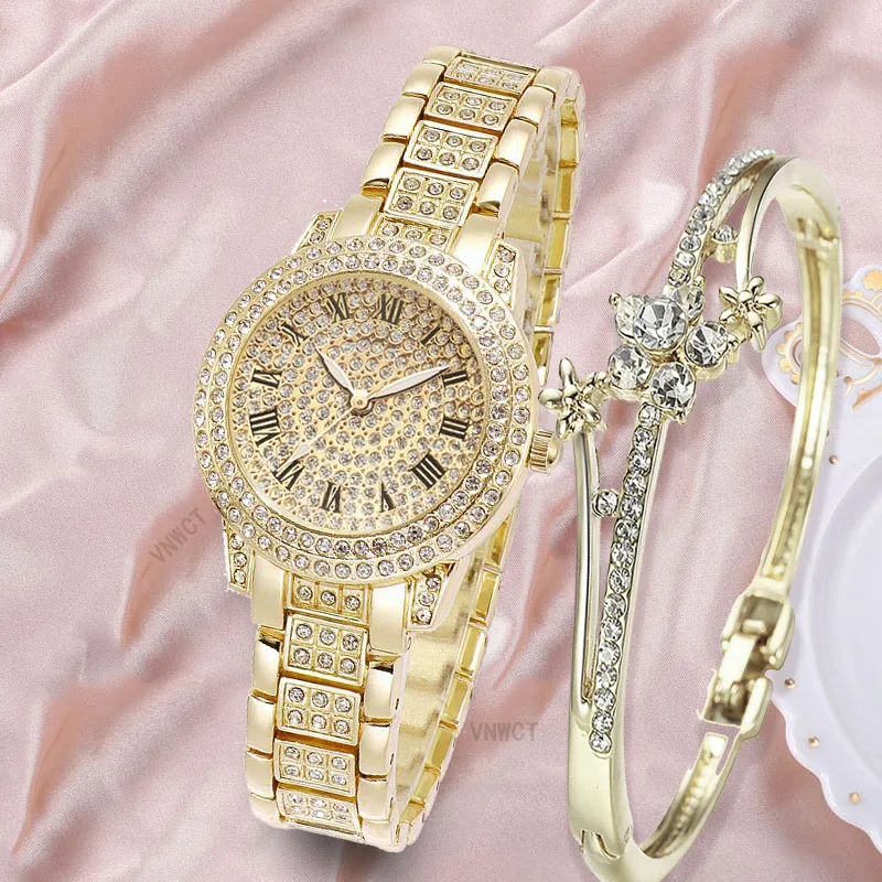 

2023 Women Watch Bracelet Diamond Ladies Wrist Watch Hip-hop Style Watch Rhinestone Women's Bracelet Female Relogio Feminino