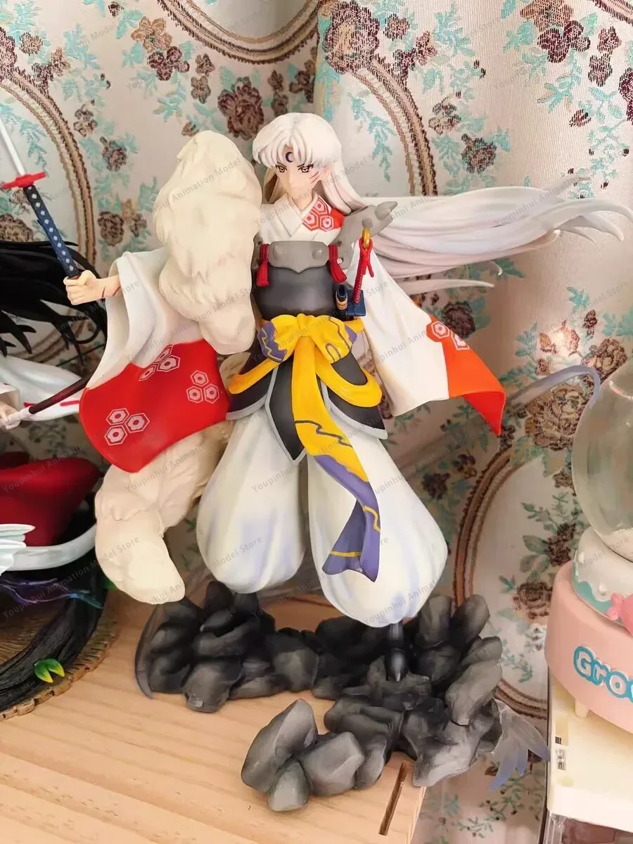 20cm Inuyasha Sesshomaru Kagome Zhuye Kawaii Anime Figure Gk Statue Model Toy Figures Ornaments Collect Office Decorations Gifts