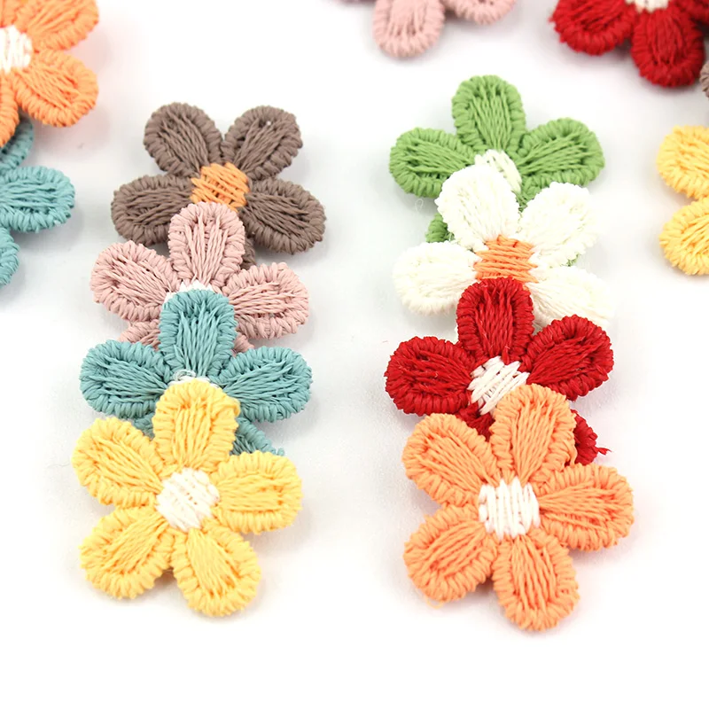 80Pcs 1.5cm Small Cute Woolen Five Petal Flower Appliques For DIY Headwear Hairpin Crafts Decoration Clothing Patch Accessories