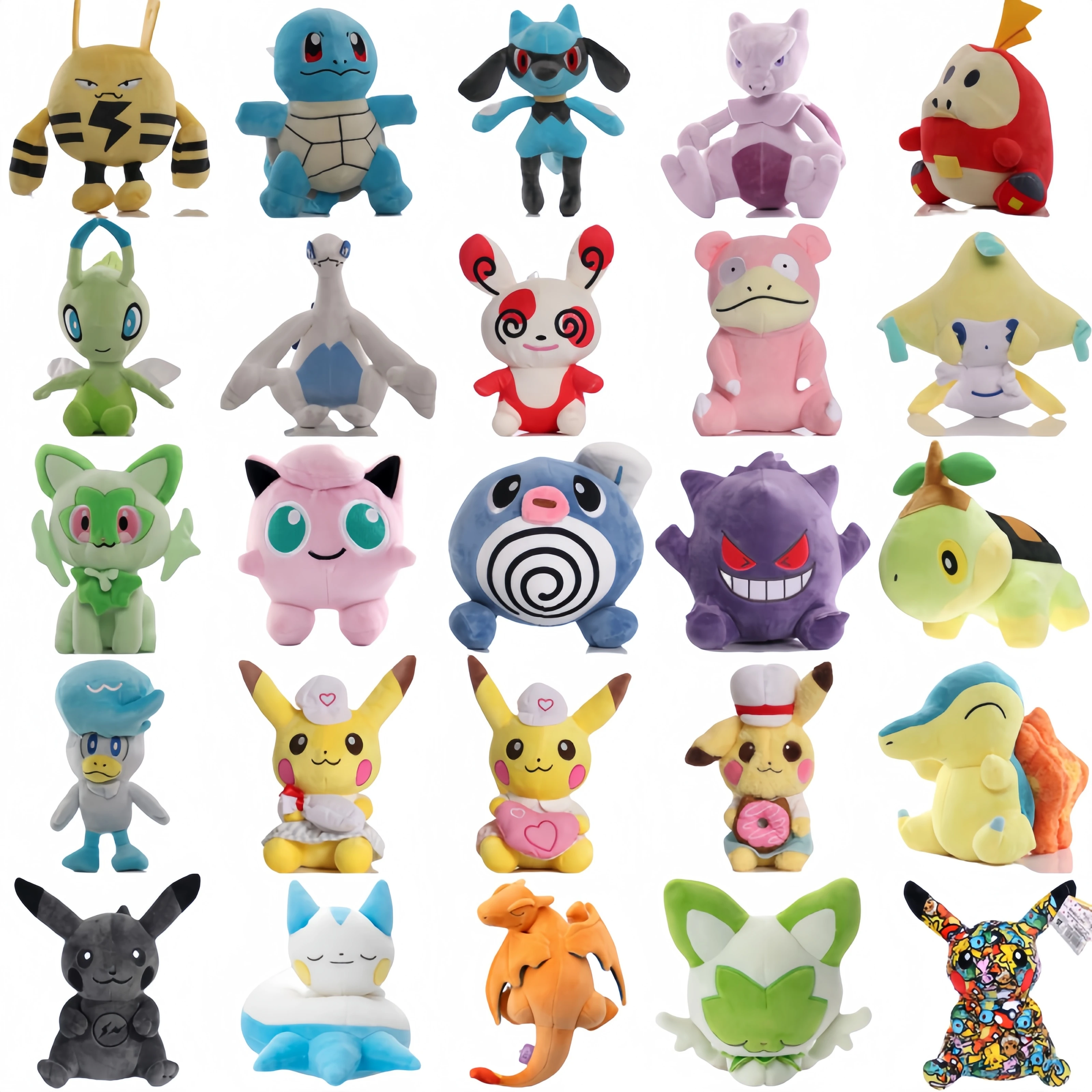 72 Style Pokemon Plush Squirtle Sprigatito Toy Pikachu  Lugia Peluche Gengar Elekid Jigglypuff Celebi Stuffed Doll Hobby Gift