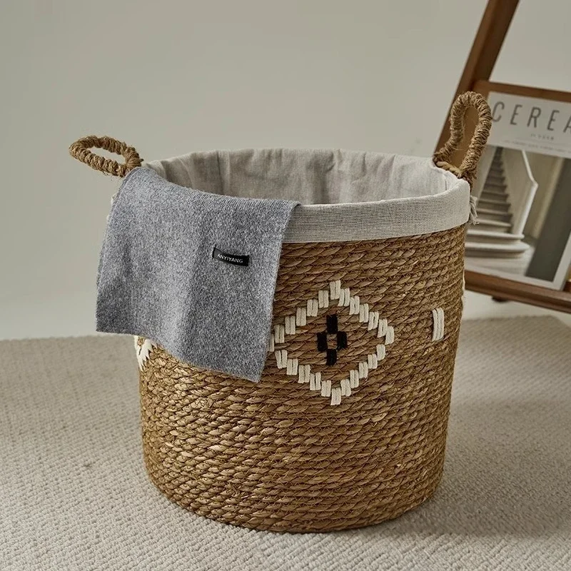 Rattan Woven Storage Basket Clothes Organizing Toys Large Laundry Baskets Bathroom Bedroom Toy Dirty Laundry Baskets Hand Held