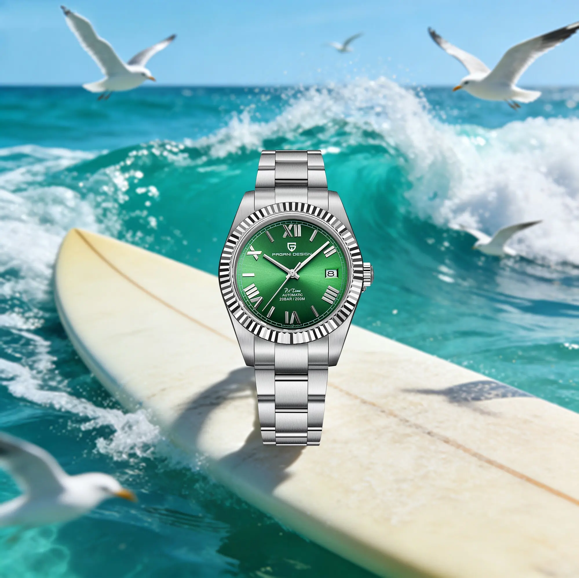 

PAGANI DESIGN мужские автоматические механические часы 200 м водонепроницаемые римские часовые маркеры ретро сапфировое стекло зеркало функция календаря