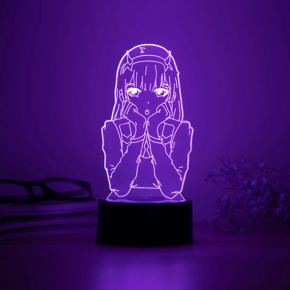 7 Colour 3D Anime Figure Night Light Child Girls Manga Gift Night Light Lamp Darling In The Franxx Acrylic Light Board