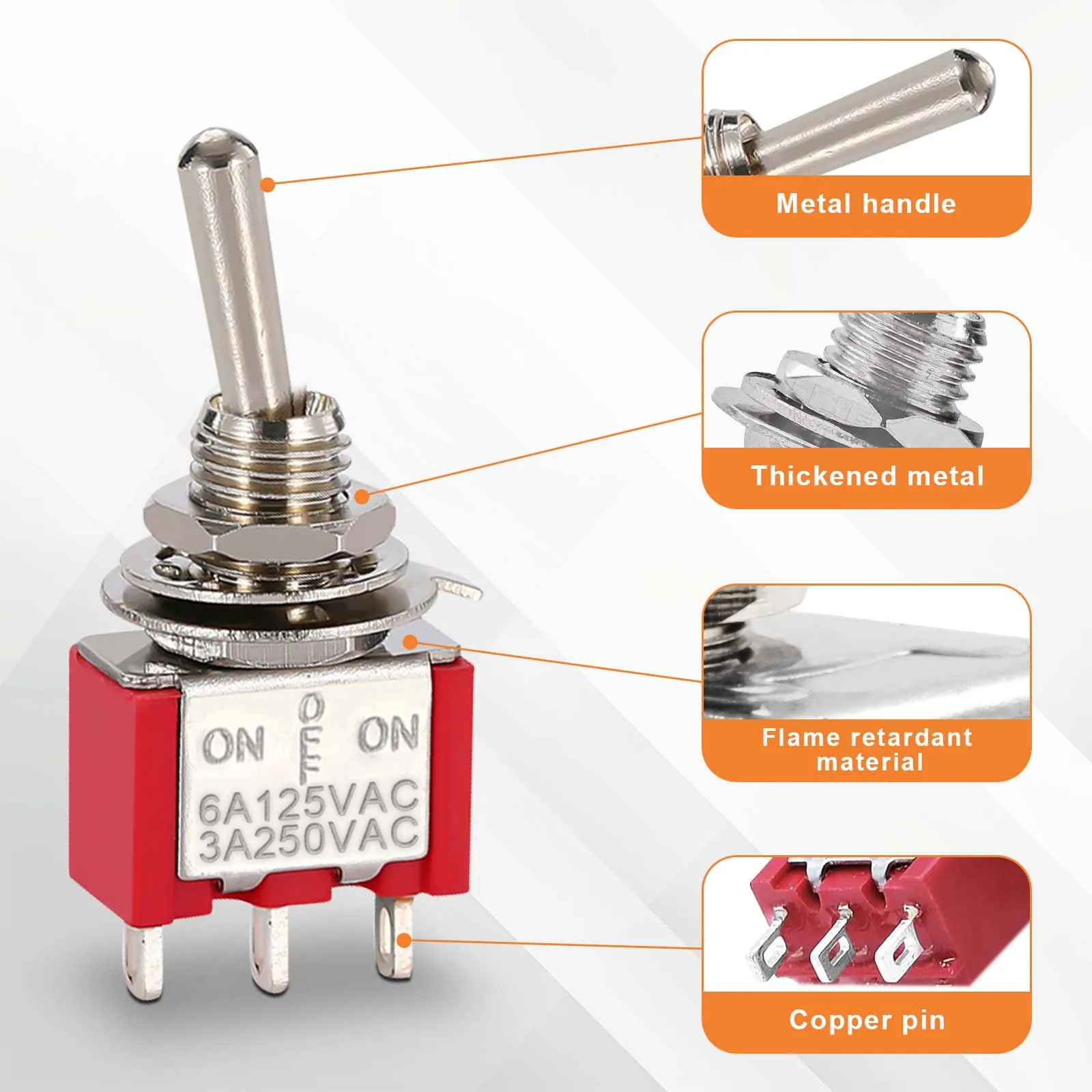 3/10pcs 3Pin Miniature Toggle Switch SPDT On/Off/on Mini  Switch MTS-102 MTS-123 For Car Dash Dashboard Electronic Equipment