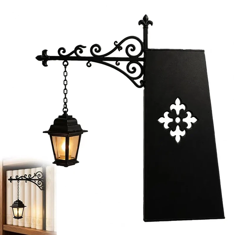 Vintage Hängelaterne Buchstütze Nachtlicht Retro Bücherregal Deko LED Kleine Lampe Tischdekoration Kreatives Geschenk für Zuhause