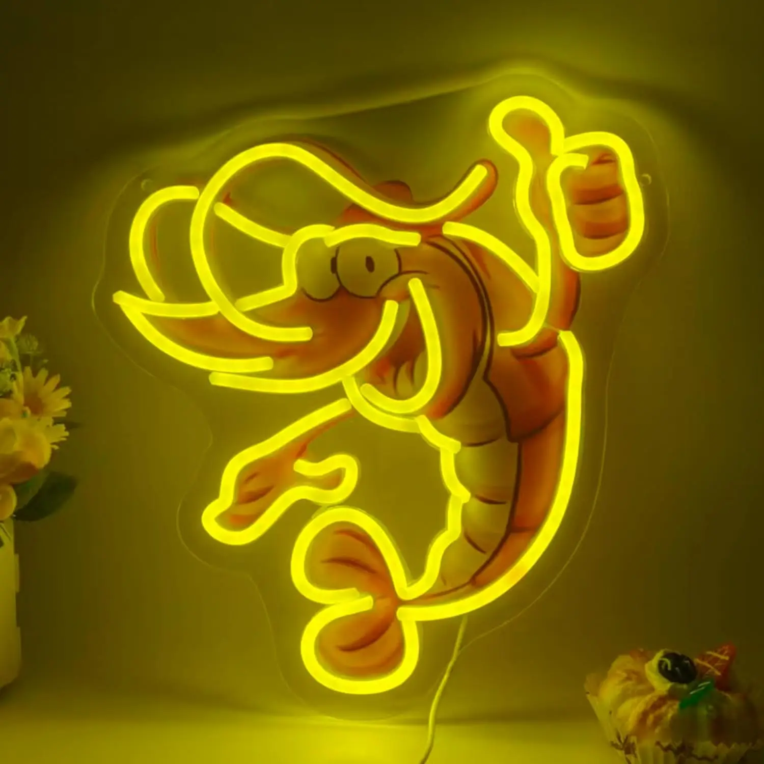 

Shrimp Neon Sign USB Powered LED Light for Kitchen Bar Seafood Restaurant Party Bar Gaming Room Bedroom Aesthetic Decoration