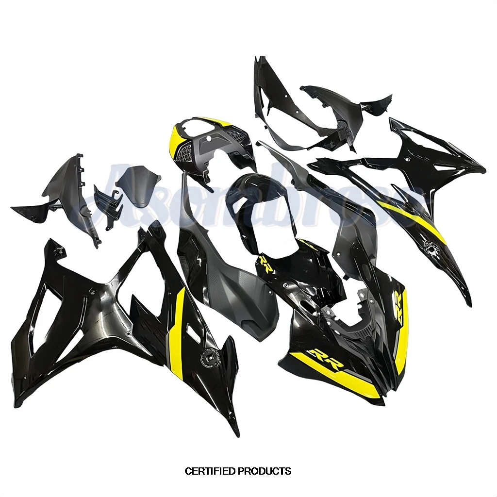 S1000RR 2019 2020 2021 2022 Brand Motocycle Full Replica Black Body Fairing kit for BMW BMW S1000 19-22 floral lines in yellow