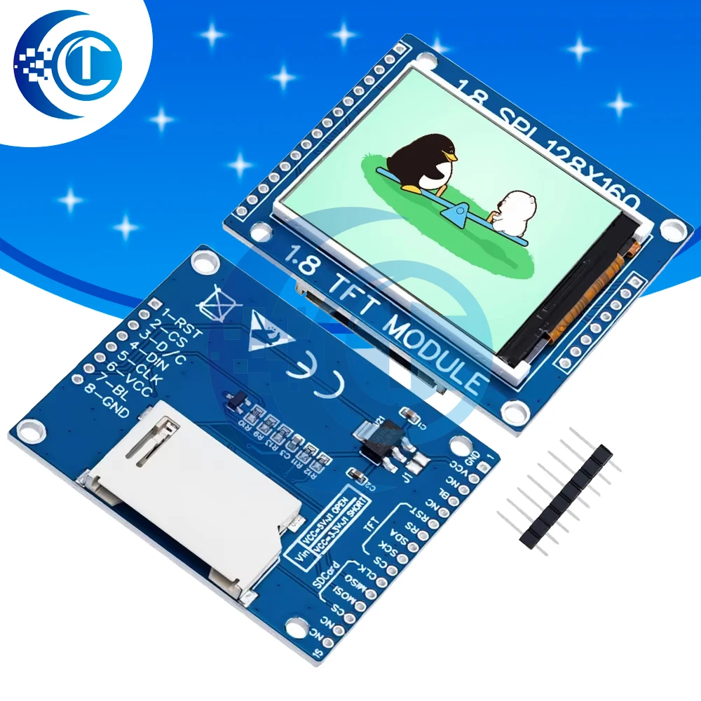 

Модуль ЖК-дисплея SPI TFT 1,8 дюйма (128x160), 3,3 В/5 В, совместимый с Arduino