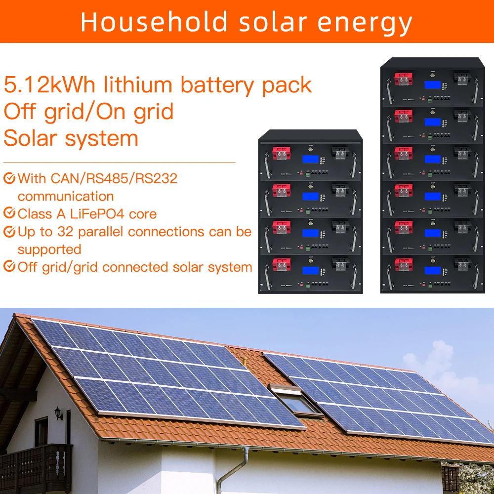 Batterie au lithium de stockage d'énergie solaire, batterie Lifepo4 T1, 5kWh, 10kWh, 15Kw, 48V, 100Ah, 200Ah, 300Ah