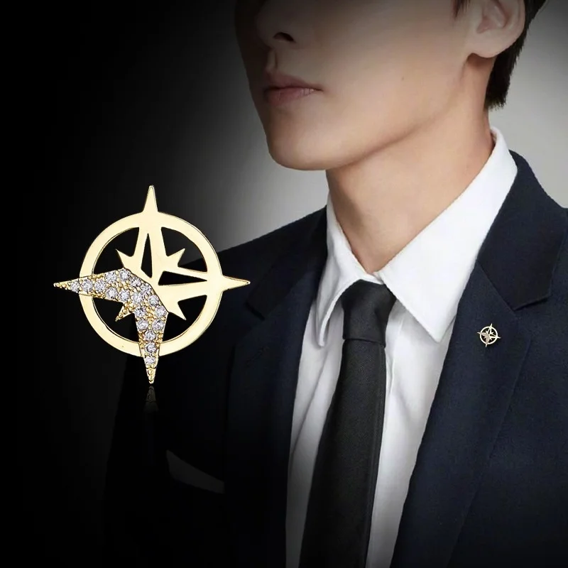 Star Brooch Men\'s Suit Brooch Shirt Collar Button Boutique Charms Brooch Jewelry Fashion Personality Badge  Anti-light Buttons