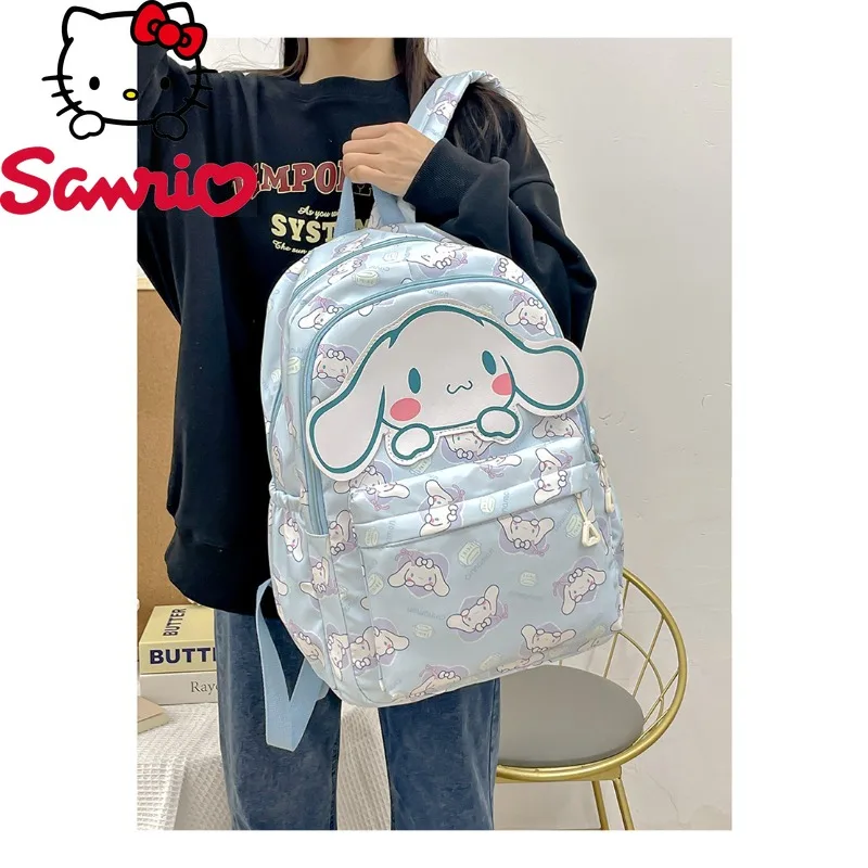  Hello Kitty Kuromi Melody Cinnamoroll Backpack Nylon Canvas Schoolbag Cartoon Characters Multiple Compartments Daily Use