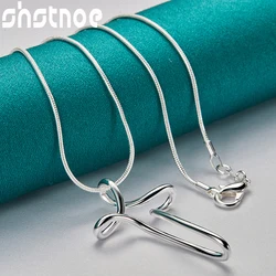 SHSTONE 16-30 Inch Snake Chain 925 Sterling Silver Cross Pendant Necklace For Women Bridal Wedding Birthday Party Charm Jewelry