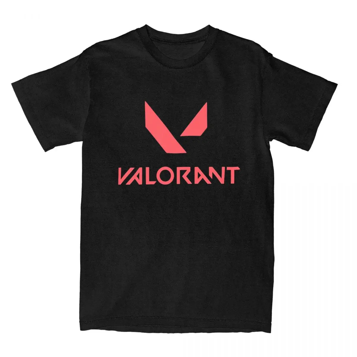 Men's Valorant Video Game T Shirts Red Logo Pure Cotton Top Tees Beach Awesome Short Sleeve T Shirt O-Neck Tee Shirt Plus Size