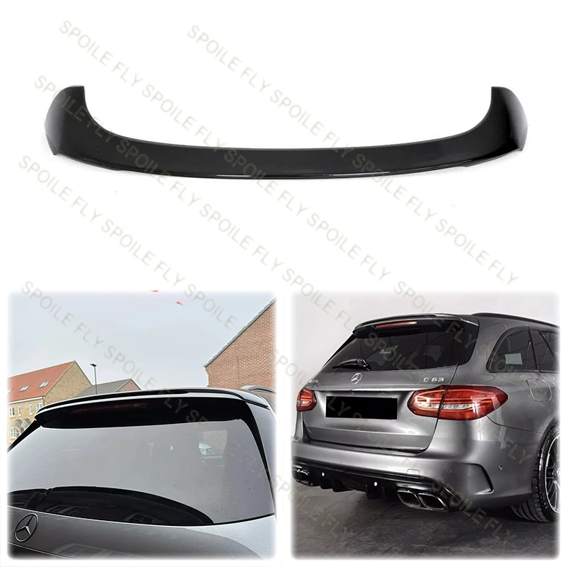 Car Rear Roof Wing For Mercedes-Benz C Class W205 Estate C180 C200 C260 Spoiler Glossy Black Or Carbon Fiber Look Body Kit