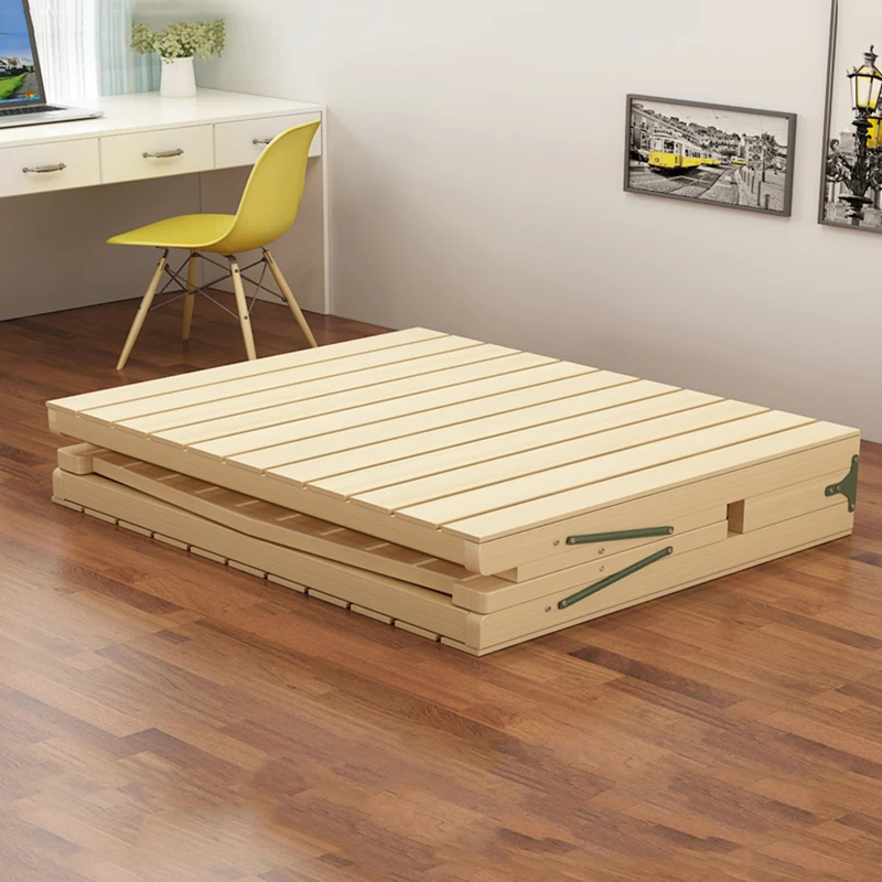 Folding bed, single bed, solid wood bed, lunch break, office rest