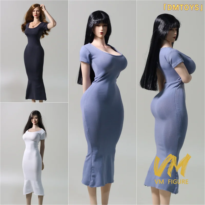 DMTOYS 1/6 تمتد صالح Bodycon ذيل السمكة تنورة فساتين السهرة فستان طويل الملابس صالح 12 "أنثى الجندي عمل الشكل دمى الجسم