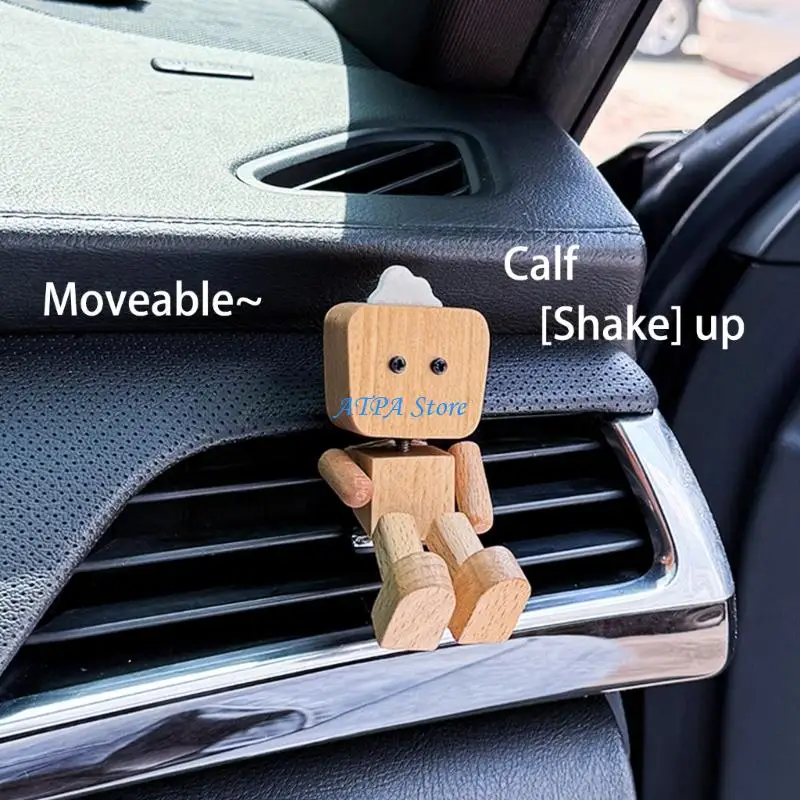 

U13C Swinging Wooden Man Car Decors Handmade Moving Limbs Creative Travel