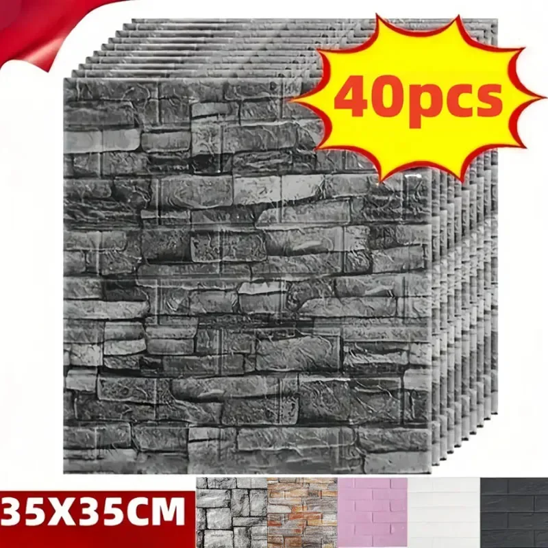 20pcs DIY 3D Simple Brick Pattern Wall Stickers,Thickened, Sound-proof,Waterproof,Moisture-proof