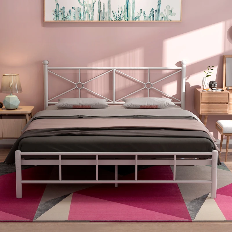 Eenvoudig tweepersoonsbed Licht luxe volwassen hoogwaardige vierkante esthetiek loungebed Prinses Italiaanse slaapkamer Muebles meubelen