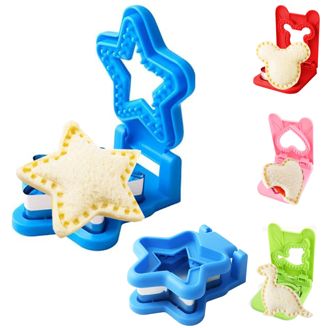 Sandwich Cutters Set for Kids Children Round/Square/Heart/Dinosaur Metal Bread Cookie Mold Bento Box Lunchbox Accessories