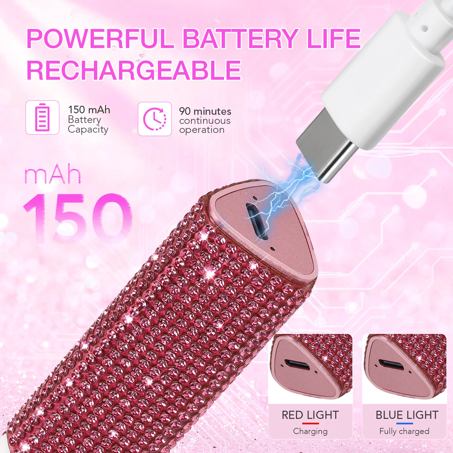 ハンディUV LEDネイルランプ、2つのタイマー設定、充電式速乾ネイルランプ、ジェルポリッシュ乾燥用、ワイヤレスマニキュアツール