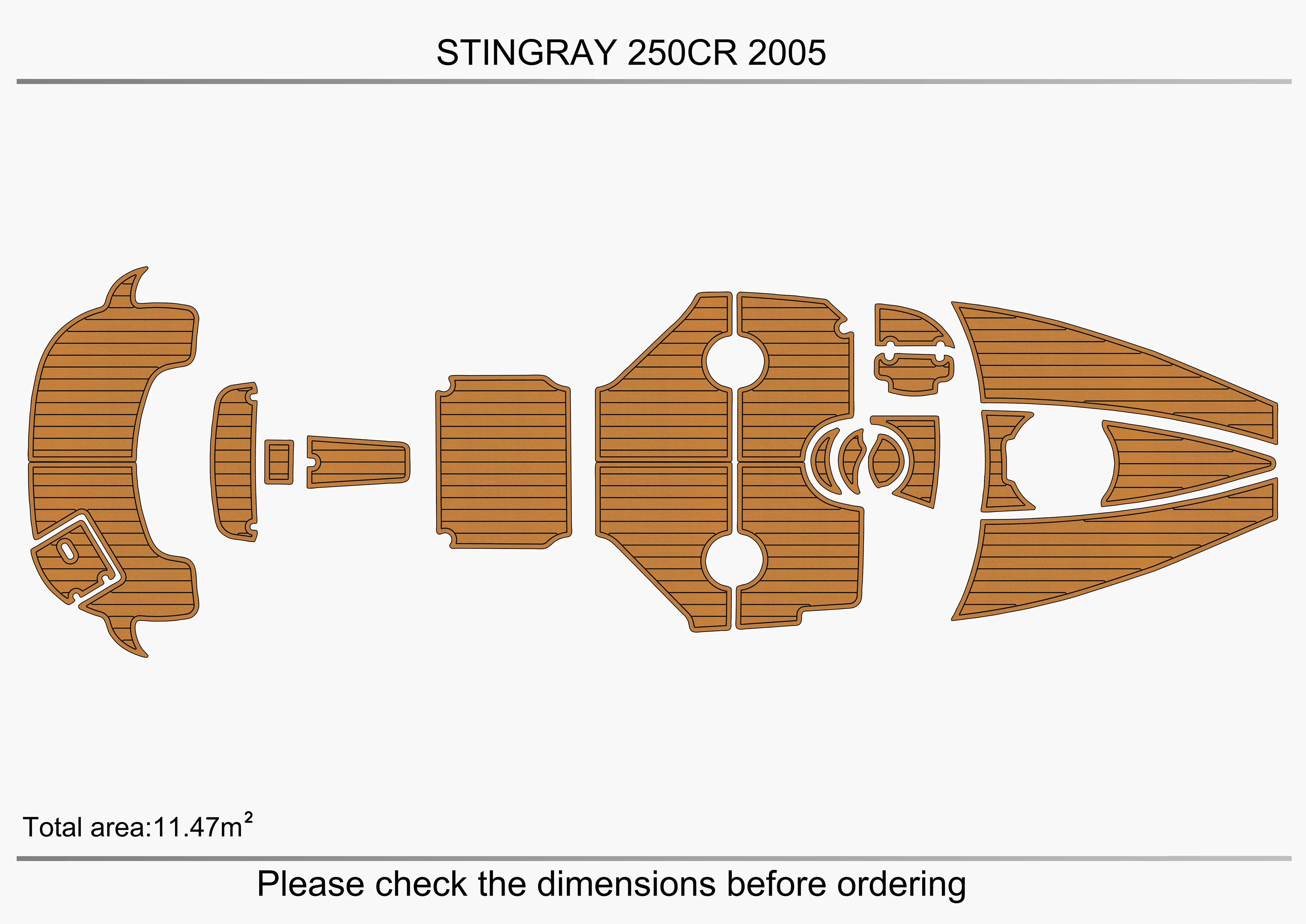 Eva foam Fuax teak seadek marine floor For 2005-2008 stingray 250 LR Cockpit Swim platform 1/4