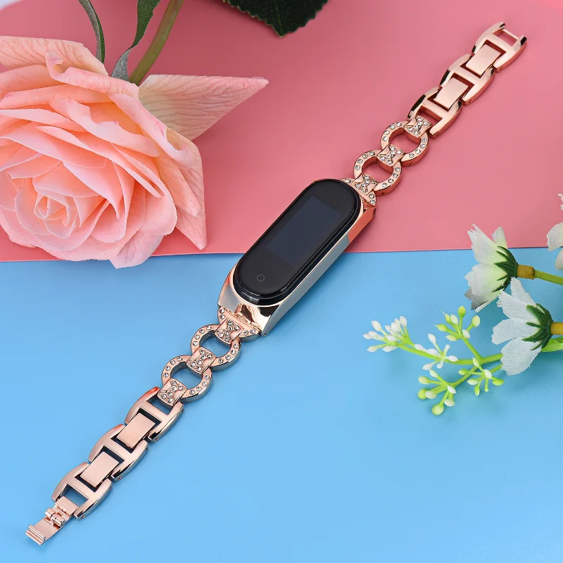 Metal Diamond Straps For Xiao Mi Band 7 6 5 4 3 Stainless Steel Wristband For Miband 7 smart Luxury bracelet Correa for Miband 6