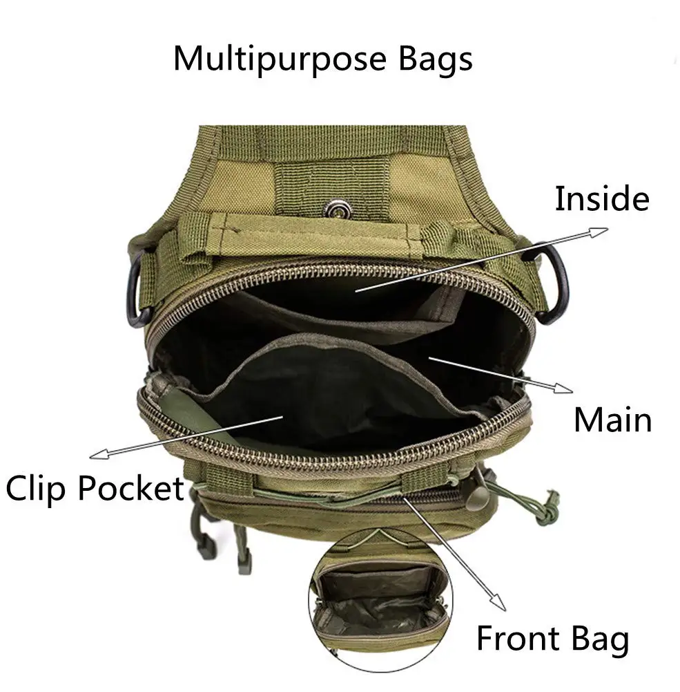 Sling Bag Tactical Backpack Outdoor Shoulder Bag Satchel Chest Packs Daypacks for Smart Phone Climbing Camping Cycling Hiking