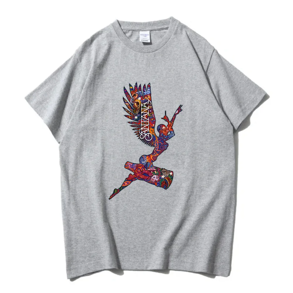 سوبر أبراكساس الملاك كارلوس سانتانا تي شيرت للجنسين الشارع الشهير ملابس بأكمام قصيرة موضة الرجال/النساء بلايز س الرقبة قميص مطبوع غير رسمي