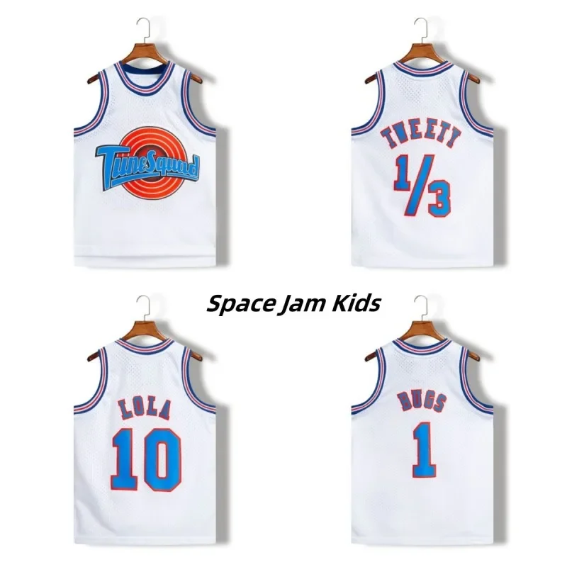 Space Jam Kids LOLA 10 TWEETY 1/3 TAZ Movie Tune Squad Child Basketball Jersey Sports Baby Shirt