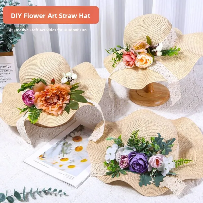 kit-de-materiais-para-chapeu-de-palha-floral-artesanal-com-flores-secas-chapeu-de-sol-adereco-para-atividades-de-aqueciment