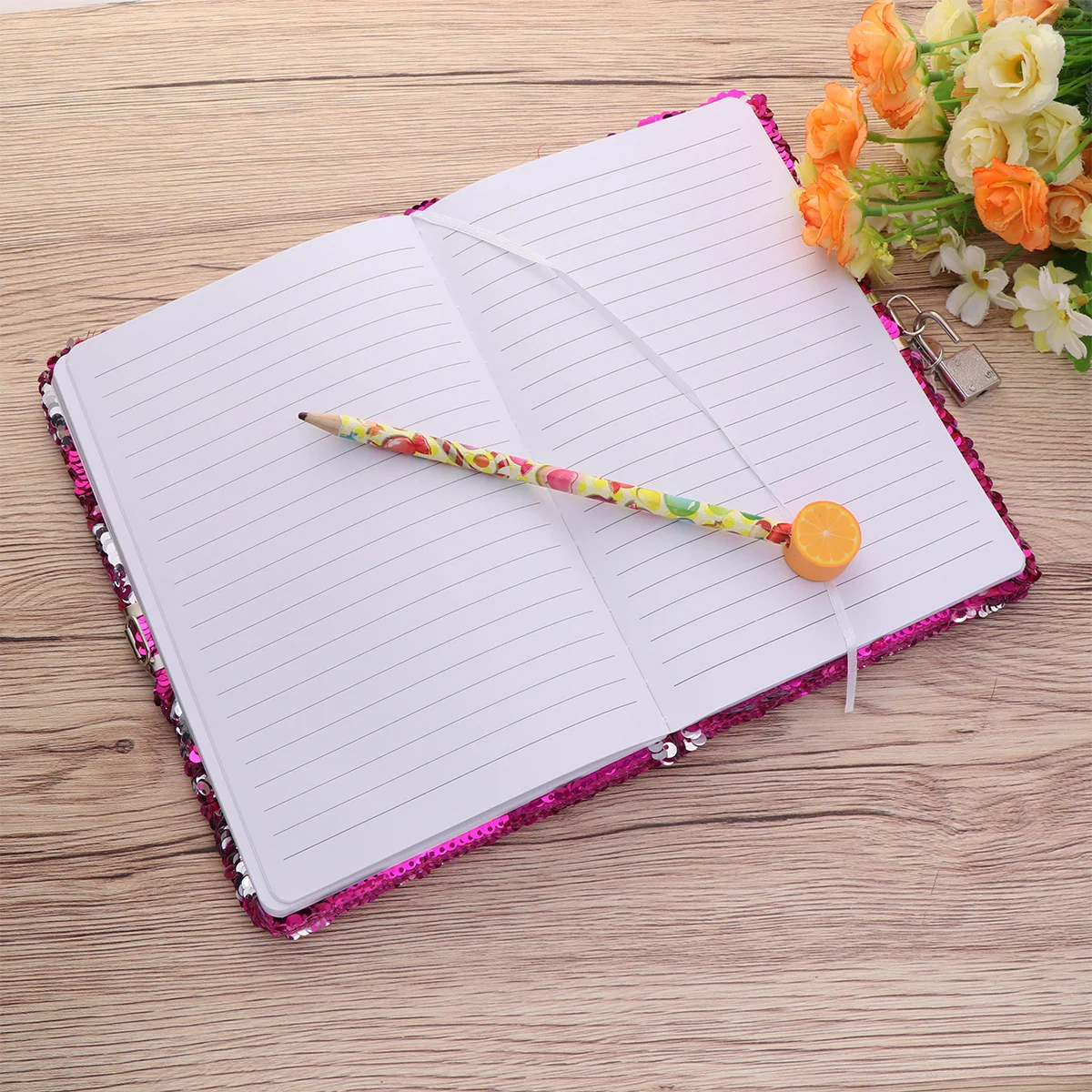 Note Books Love Heart Notebook Birthday Present Sequin Secret Diary Pink Travel Reversible Miss