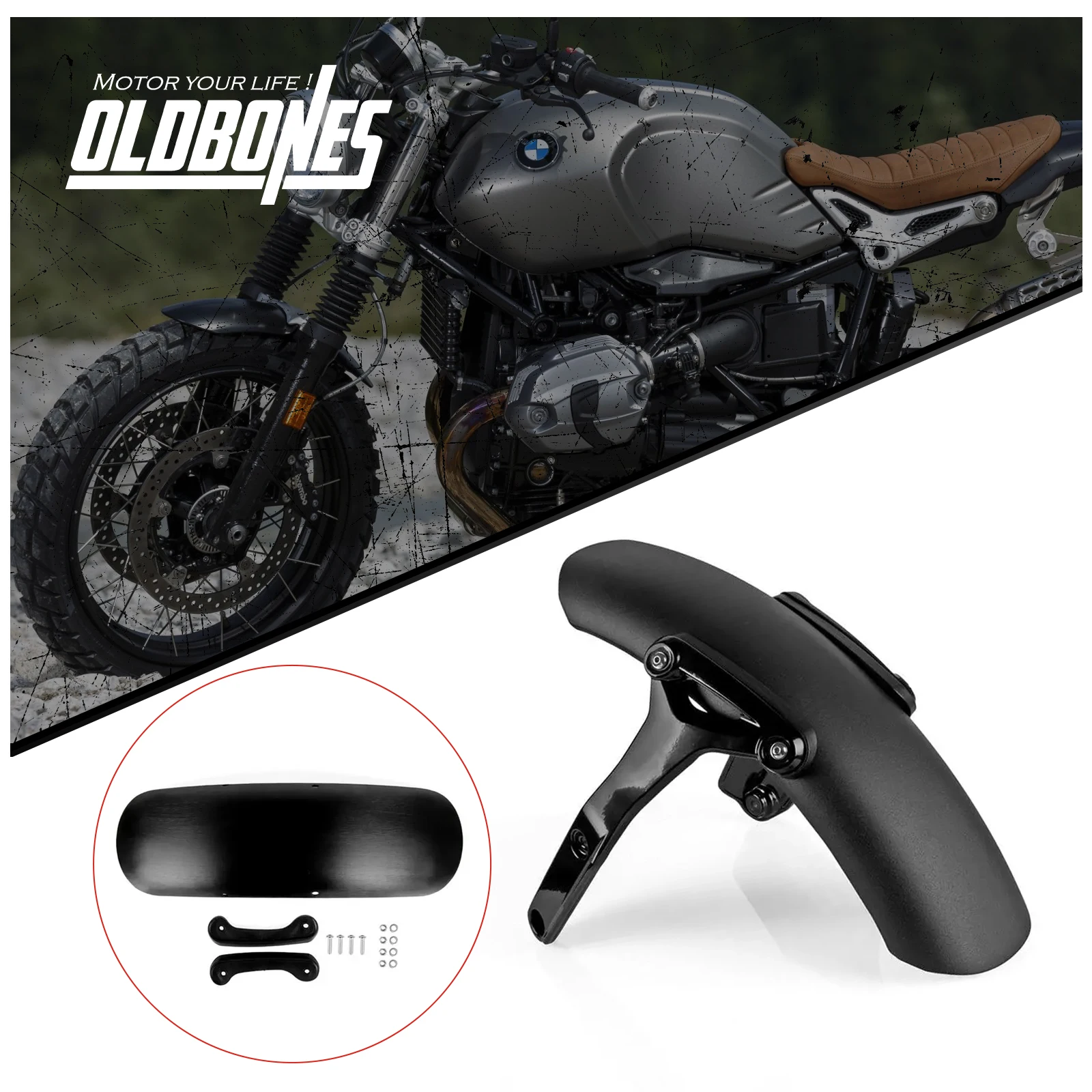 

Motorcycle Aluminum Front Wheel Fender Mudguard Set With Brackets For BMW R NINE T R9T 2014 2015 2016 2017 2018