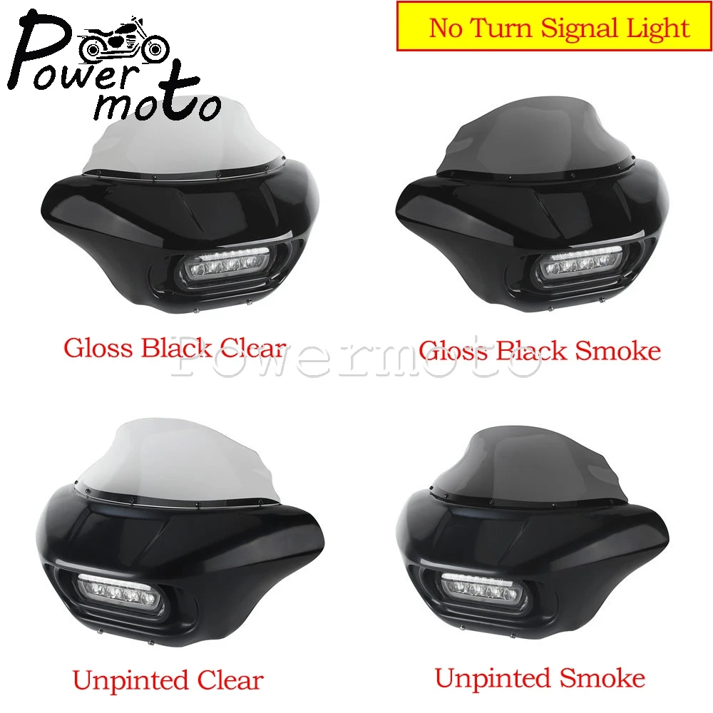 Club Style Headlight Shark Fairing Front Mask w/LED Headlamp DRL Turn Signal For Harley Dyna Super Glide Street Bob Low Rider 93