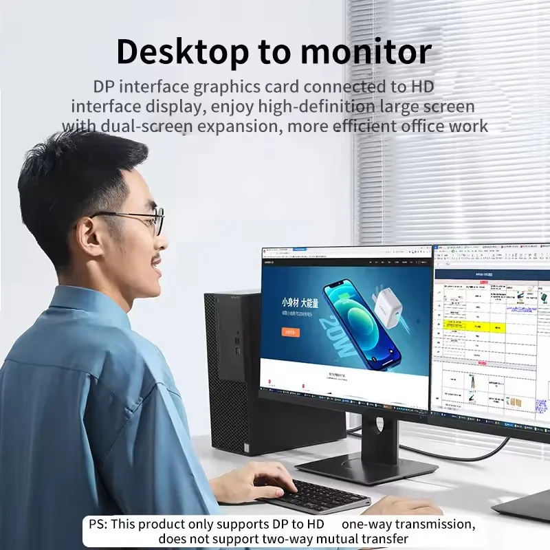 Adapter konwertera audio wideo 4K 2K DisplayPort na HDMI Kabel DP do laptopa, projektora, monitora PC PS3